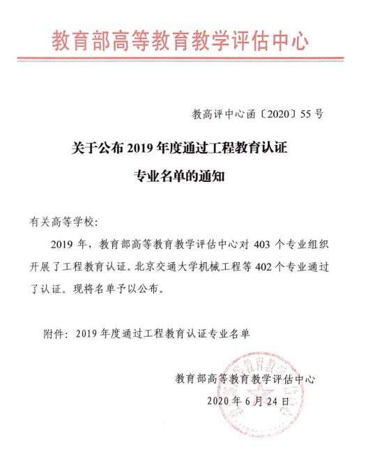 我校3个专业通过教育部工程教育认证 总通过数在省内高校排名第一